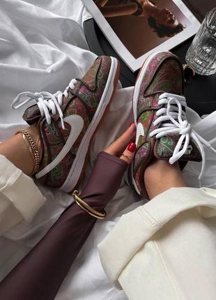 Кроссовки sb dunk low "paisley brown"8 фото