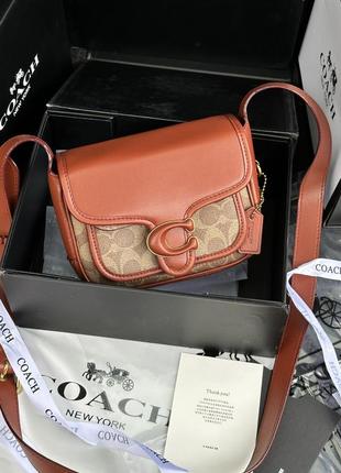 Мини сумка кроссбоди в коже и канвы