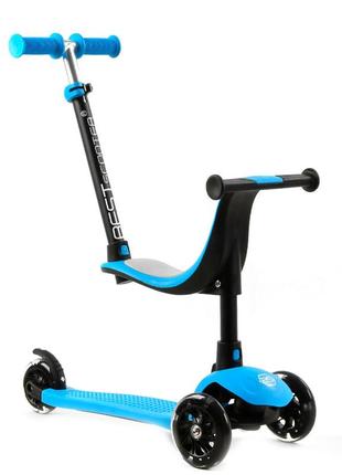 Самокат-беговел scooter зі світловим ефектом синій 6900066353871
