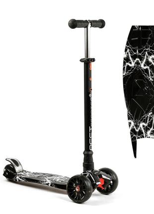 Самокат scooter зі світловим ефектом чорно-білий 6900066351518