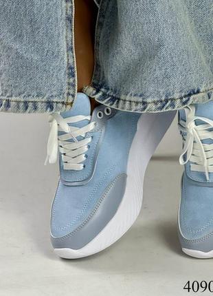 Кросівки натуральні, блакитні10 фото
