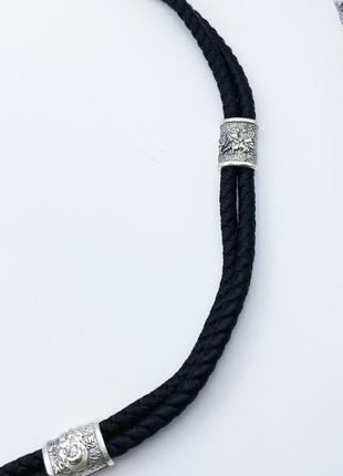 Шнурок шелковый с серебряной застежкой "оберег" 65 14,43 г4 фото