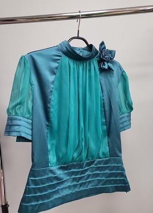 Блуза ошатна кольору морської хвилі