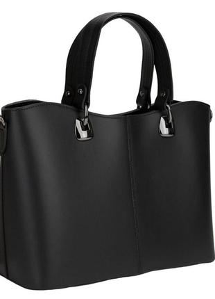 Черная кожаная женская сумка средних размеров firenze italy f-it-7627a