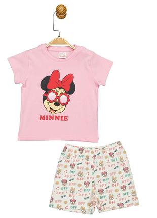 Комплект (футболка, шорты) minni mouse 86 см (1 год) disney mn17335 бело-розовый 86911098762013 фото