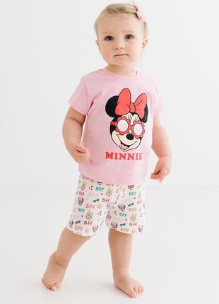 Комплект (футболка, шорти) minni mouse 86 см (1 рік) disney mn17335 біло-рожевий 8691109876201