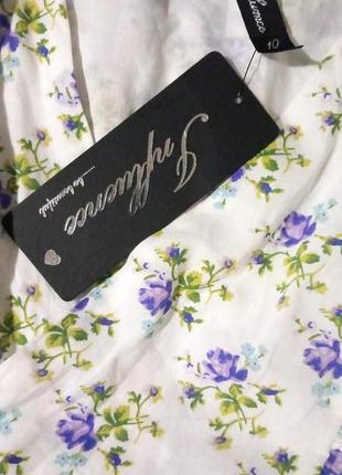 Блуза в цветочный принт с объемными рукавами influence/белый топ в цветочный принт.5 фото