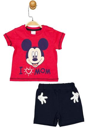 Комплект (футболка, шорти) mickey mouse 68-74 см (6-9 міс) disney mc17259 чорно-червоний 8691109875297