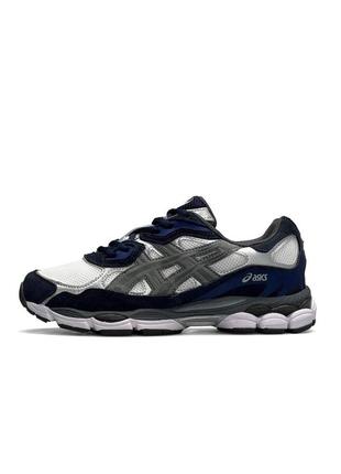 Мужские кроссовки asics gel nyc navy white синие замшевые спортивные кросовки асикс гель демисезонные1 фото