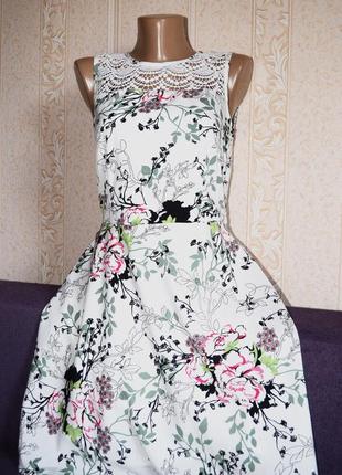 Нежное милое белое платье сукня плаття в цветочный принт квітковий размер s2 фото
