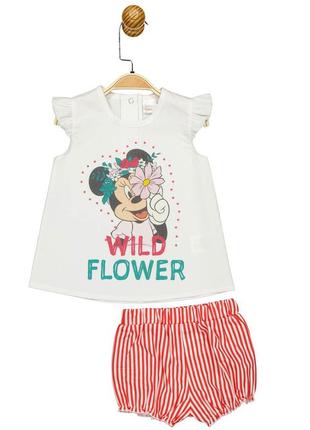 Комплект (футболка, шорты) minni mouse 68-74 см (6-9 мес) disney mn17461 бело-красный 86911098758223 фото