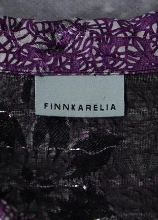 Женская приталенная структурная рубашка finnkarelia. черно-белый градиент с фиолетовым рисунком, серебрянные линии, вышитые цветы. retro vintage8 фото