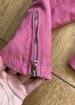Куртка косуха рожева типу замші2 фото