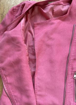 Куртка косуха рожева типу замші4 фото