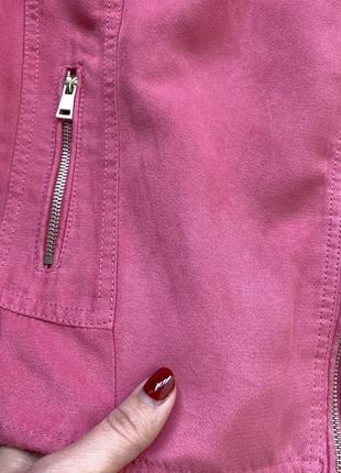 Куртка косуха рожева типу замші3 фото