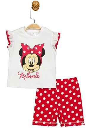 Комплект (футболка, шорти) minni mouse 68-74 см (6-9 міс) disney mn17355 біло-червоний 8691109875105