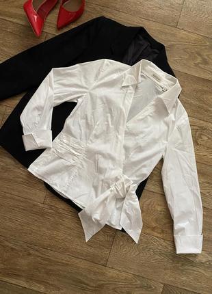 Рубашка на запах seidensticker, хлопковая блуза, белая рубашка на запах2 фото