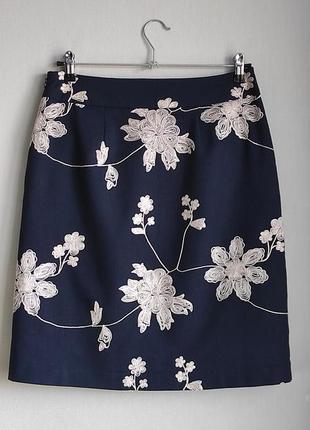 Laura ashley спідниця юбка віскоза льон котон вишивка2 фото