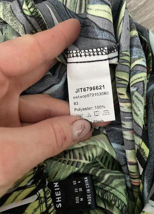 Широкі тонкі літні штани на резинці у тропічний принт з розпорками від пояса shein, m5 фото