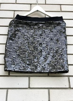 Чёрная мини юбка в пайетки, tommy hilfiger