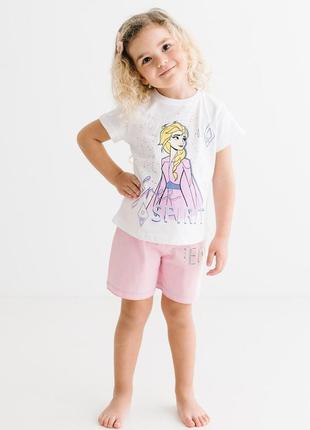 Комплект (футболка, шорти) frozen 122 см (7 років) disney fz18124 біло-рожевий 8691109891082