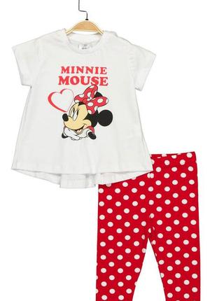 Комплект (футболка, штаны) minni mouse 86 см (1 год) disney mn17357 бело-красный 8691109876058