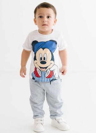 Комплект (футболка, штаны) mickey mouse 68-74 см (6-9 мес) disney mc17268 белый 8691109879233