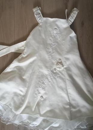 Біла ошатна сукня для дівчинки 6-7р/ плаття butterfly wids7 фото