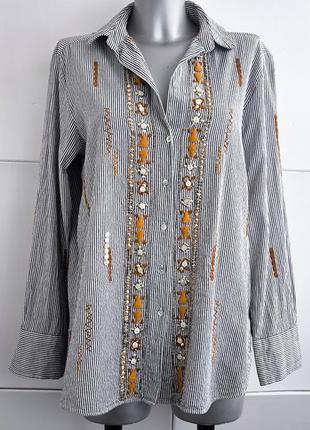 Сорочка zara у смужку з вишивкою.5 фото
