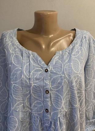 Стильная коттоновая удлиненная вышитая блузка/ туника2 фото
