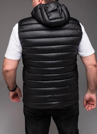 Мужская жилетка с капюшоном батал черная3 фото