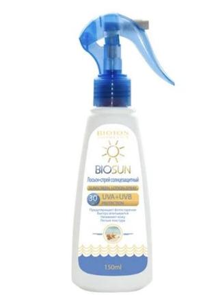 Солнцезащитный лосьон-спрей spf 30 bioton cosmetics biosun 150ml1 фото