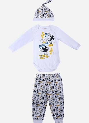 Комплект mickey mouse disney 62-68 см (3-6 мес) mc18314 белый 8691109923707