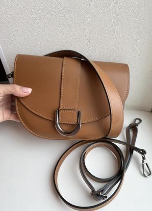 Класна сумка багет кроссбоді із натуральноії шкіри