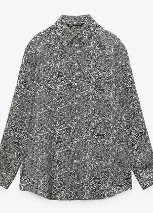 Zara сатиновая рубашка пейсли в стиле оверсайз из новых коллекций /7346/