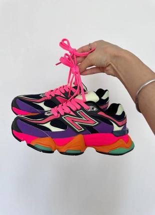 Жіночі кросівки new balance 9060 pink orange purple нью беланс рожевого з помаранчевим та фіолетовим кольорів