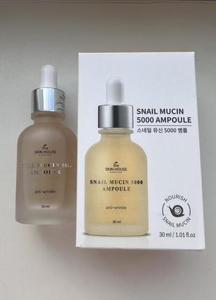 Омолоджувальна ампульна сироватка з муцином равлика і колагеном the skin house snail mucin 5000 ampoule