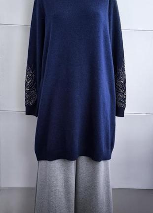 Вовняний светр , тунічка woolovers синього кольору10 фото