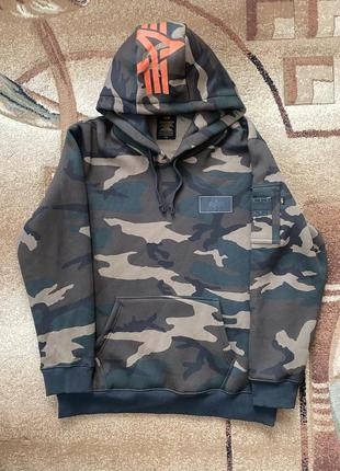 Худі alpha industries print camo big logo