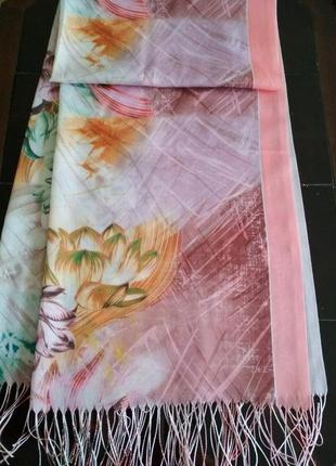 Красивый женский шарф, осенне-весенний, 180х70 см, хорошее качество4 фото