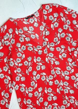 🌿1+1=3 стильная красная свободная блуза в цветочный принт george, размер 46 - 488 фото