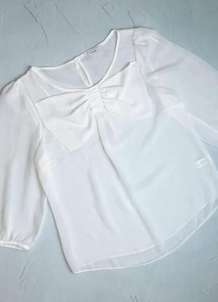 🌿1+1=3 стильна молочна легка блуза з бантом george, розмір 44 - 46