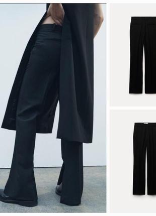 Крутые прямые минималистичные брюки штаны zara с розрезами внизу. хит6 фото