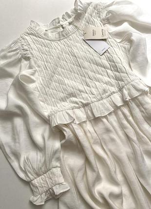 Белое платье с объемными рукавами/рюшами/воланами манго/mango2 фото