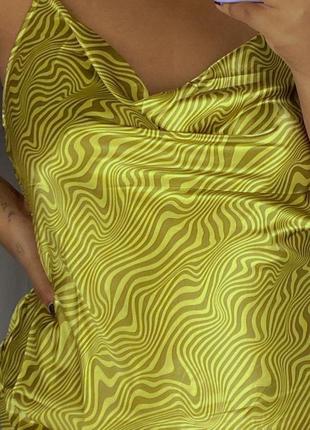 Платье-комбинация от h&amp;m с открытой спиной, платье в бельевом стиле зелено-коричневое10 фото