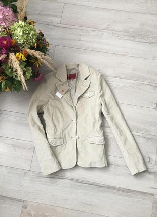 Вельветовый бледно-бежевый новый пиджак/жакет с подкладкой