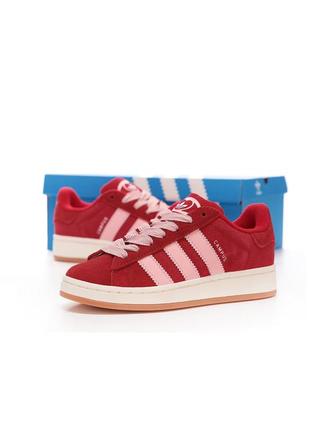 Жіночі кросівки adidas campus red pink адідас кампус червоного з рожевим кольорів