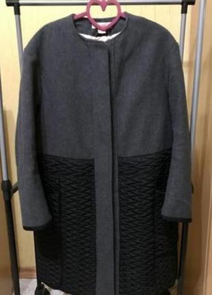 Брендовое утеплённое пальто oversize с карманами h&m5 фото