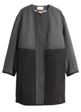 Брендовое утеплённое пальто oversize с карманами h&m2 фото