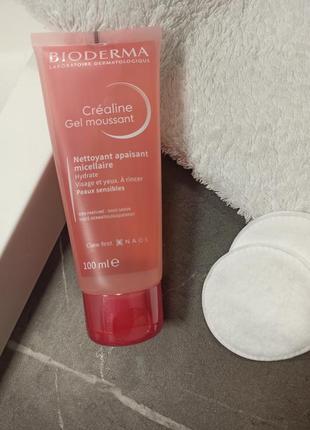 Bioderma crealine gel moussant очищаючий гель для вмивання обличчя